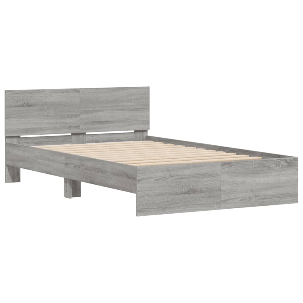 vidaXL Πλαίσιο Κρεβατιού με Κεφαλάρι Γκρι Sonoma 120x200 εκ.