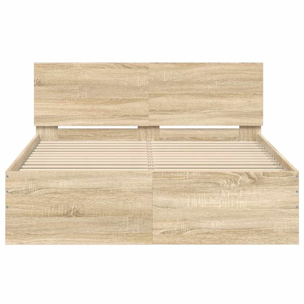 vidaXL Πλαίσιο Κρεβατιού με Κεφαλάρι Sonoma Δρυς 135x190 εκ.