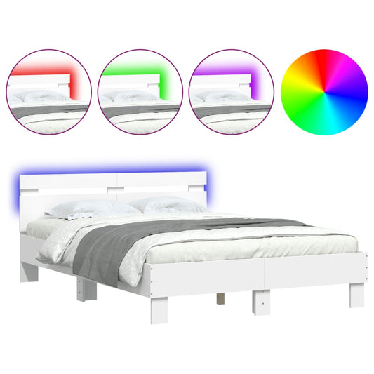 vidaXL Πλαίσιο Κρεβατιού με Κεφαλάρι και LED Λευκό 120 x 200 εκ.