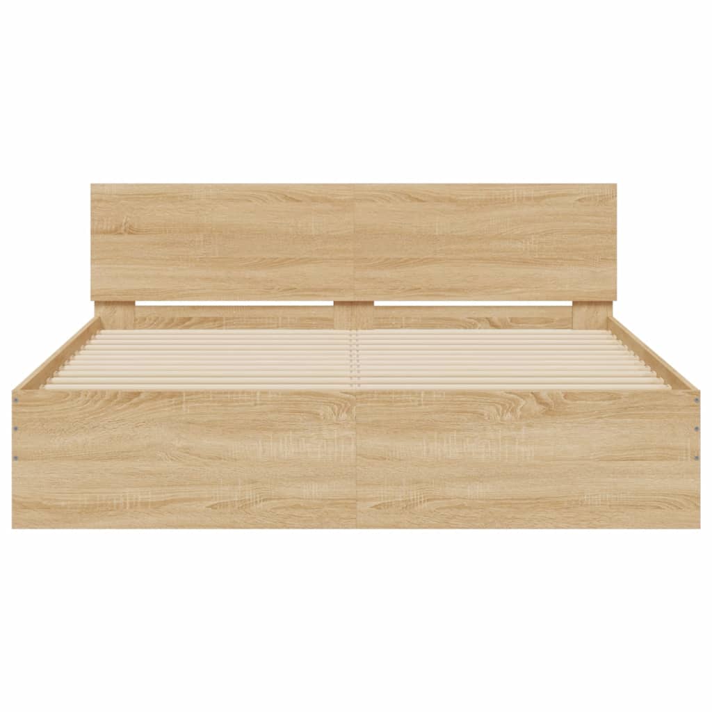 vidaXL Πλαίσιο Κρεβατιού με Κεφαλάρι/LED Sonoma δρυς 160x200 εκ.