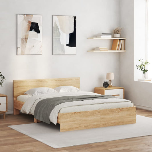 vidaXL Πλαίσιο Κρεβατιού με Κεφαλάρι/LED Sonoma δρυς 160x200 εκ.