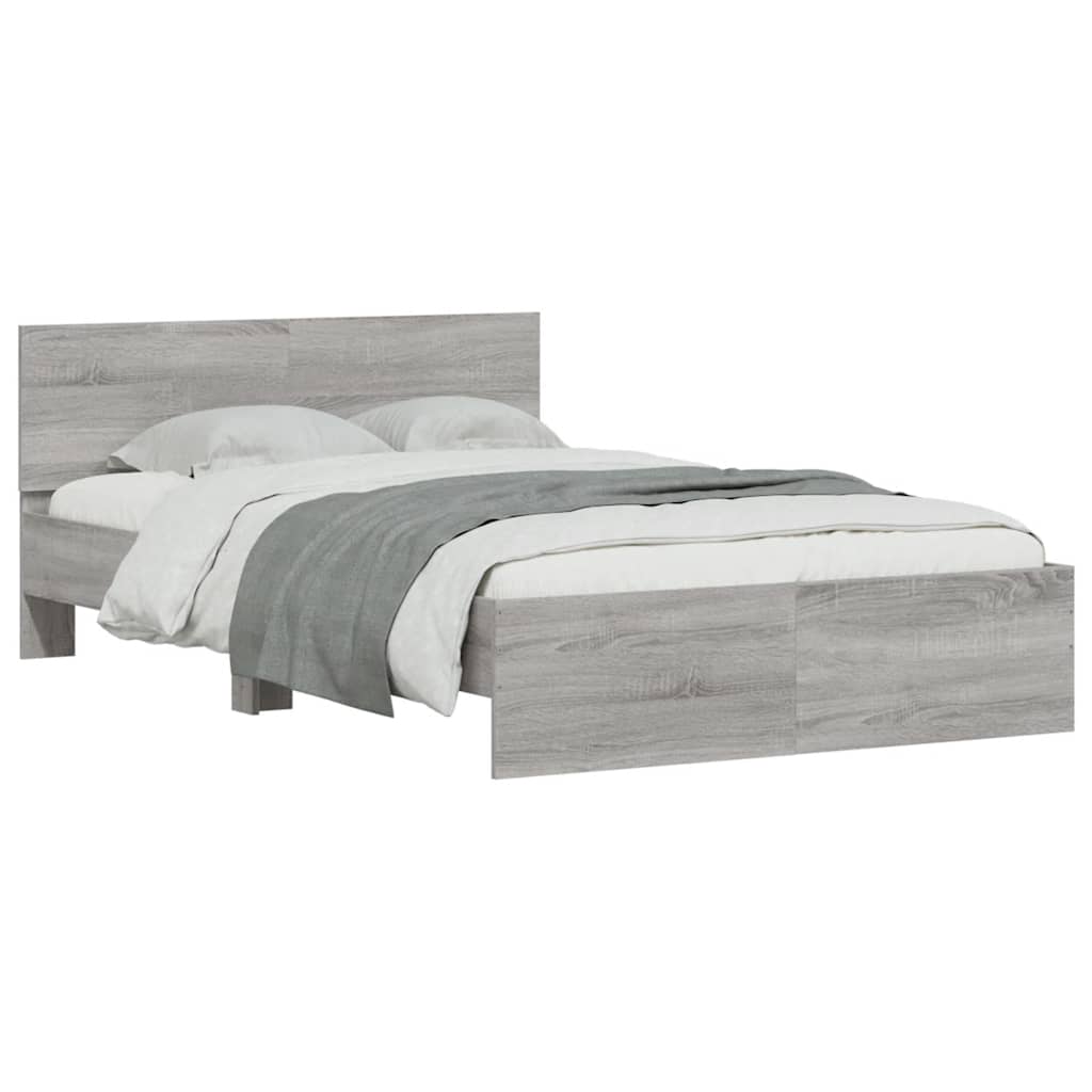 vidaXL Πλαίσιο Κρεβατιού με Κεφαλάρι/LED Γκρι Sonoma 140x200 εκ.