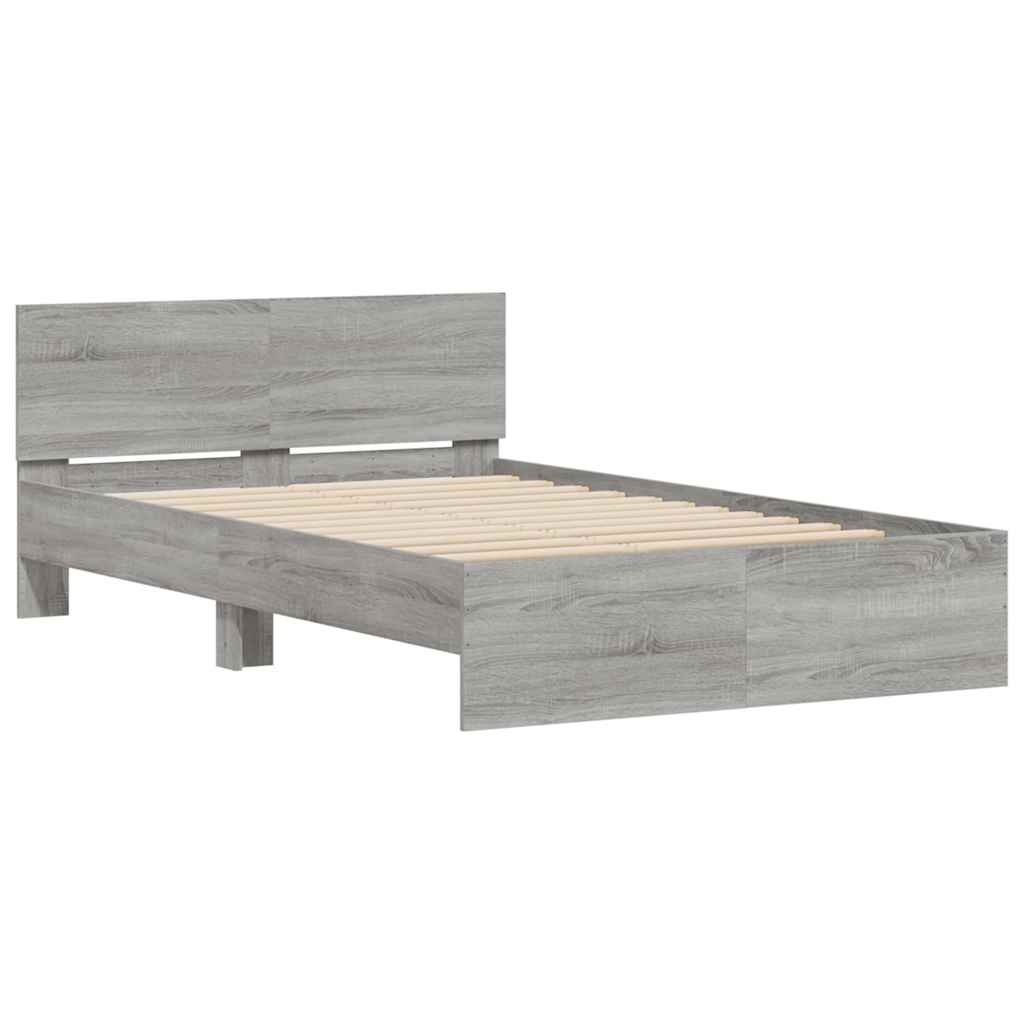 vidaXL Πλαίσιο Κρεβατιού με Κεφαλάρι/LED Γκρι Sonoma 140x200 εκ.
