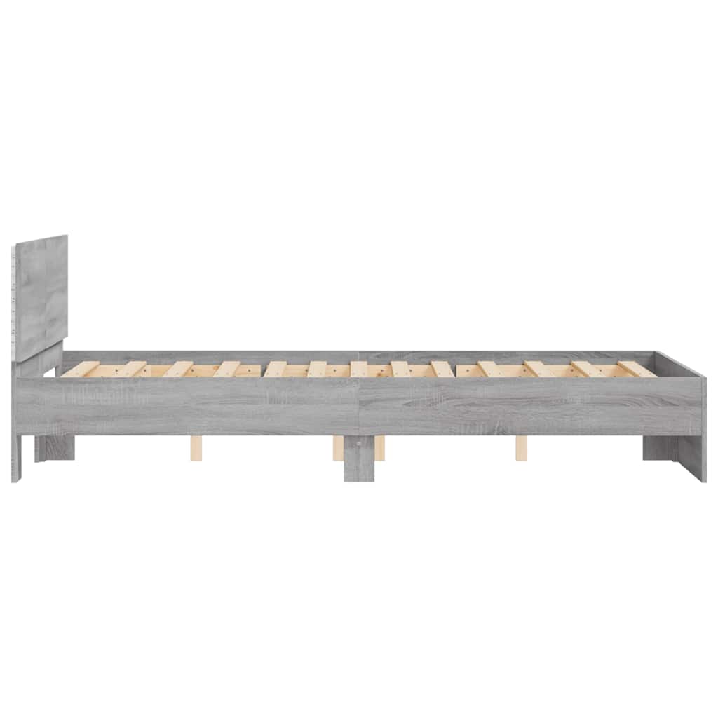 vidaXL Πλαίσιο Κρεβατιού με Κεφαλάρι/LED Γκρι Sonoma 140x200 εκ.