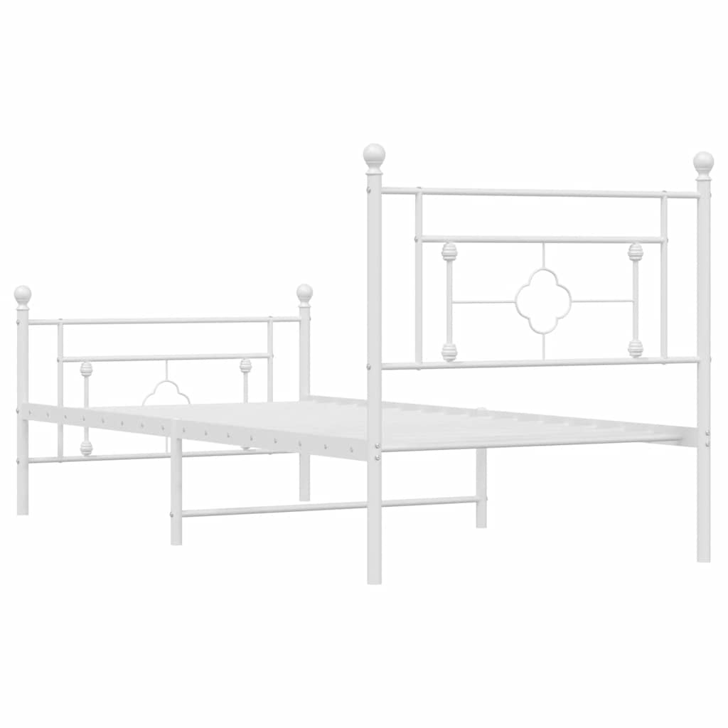 vidaXL Πλαίσιο Κρεβατιού με Κεφαλάρι&Ποδαρικό Λευκό 100x200εκ. Μέταλλο