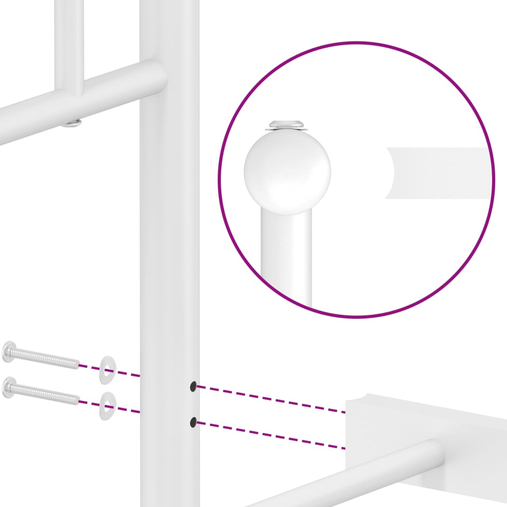 vidaXL Πλαίσιο Κρεβατιού Χωρ. Στρώμα&Κεφαλάρι Λευκό 75x190 εκ. Μέταλλο