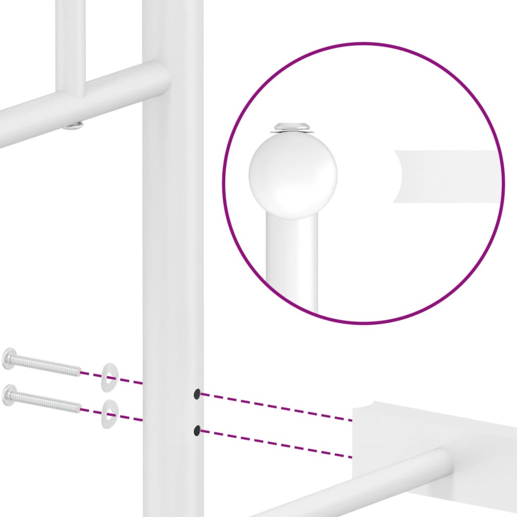 vidaXL Πλαίσιο Κρεβατιού με Κεφαλάρι/Ποδαρικό Λευκό 120x190εκ. Μέταλλο
