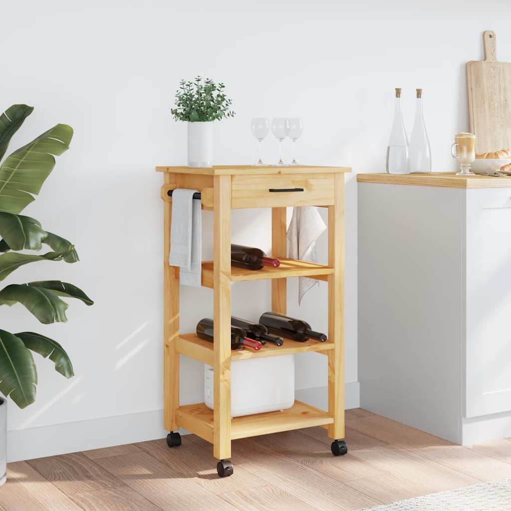 vidaXL Τρόλεϊ Κουζίνας MONZA 48x40x88,5 εκ. από Μασίφ Ξύλο Πεύκου