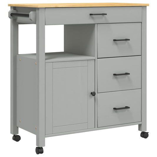 vidaXL Τρόλεϊ Κουζίνας MONZA 84x40x88,5 εκ. από Μασίφ Ξύλο Πεύκου