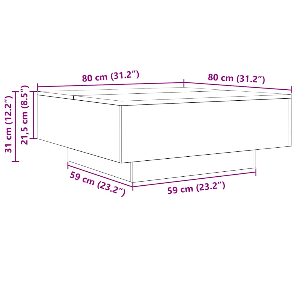 vidaXL Τραπεζάκι Σαλονιού Sonoma Δρυς 80 x 80 x 31 εκ. από Επεξ. Ξύλο