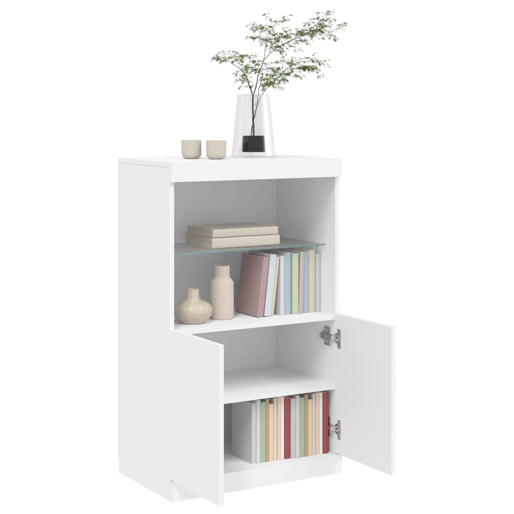 vidaXL Μπουφές με Φώτα LED Λευκός 60,5 x 37 x 100 εκ.