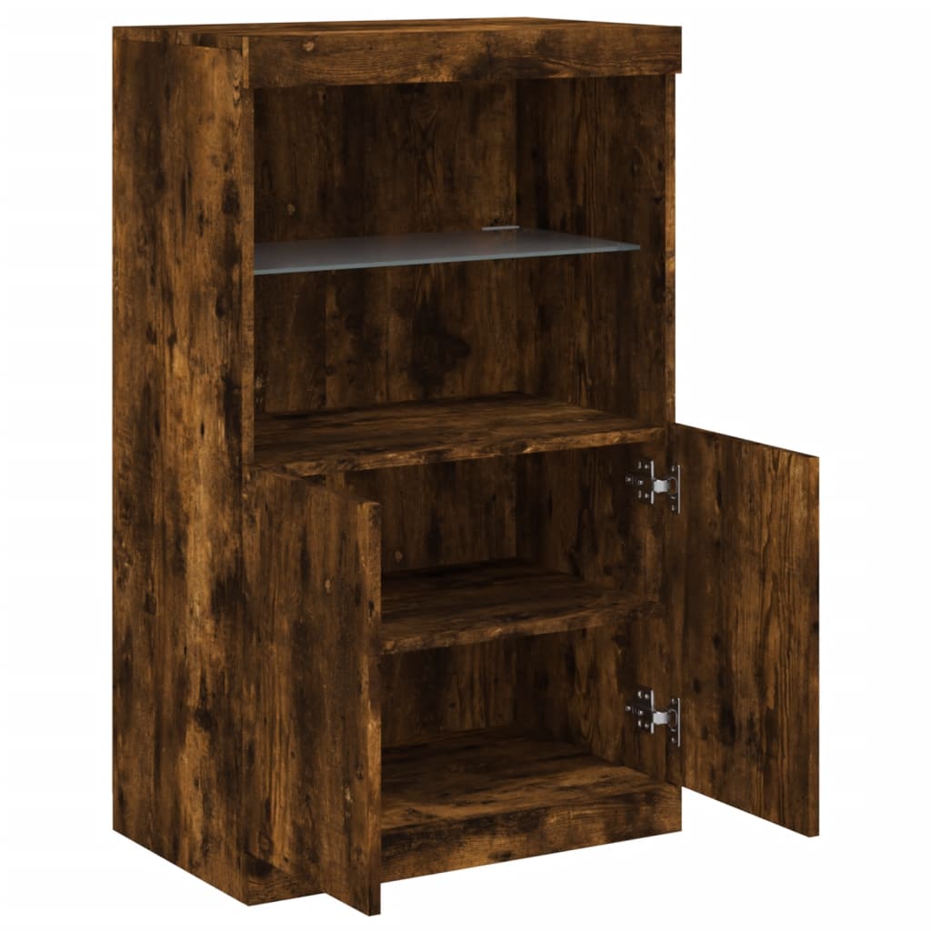 vidaXL Ντουλάπι με LED Καπνιστή Δρυς 60,5 x 37 x 100 εκ.