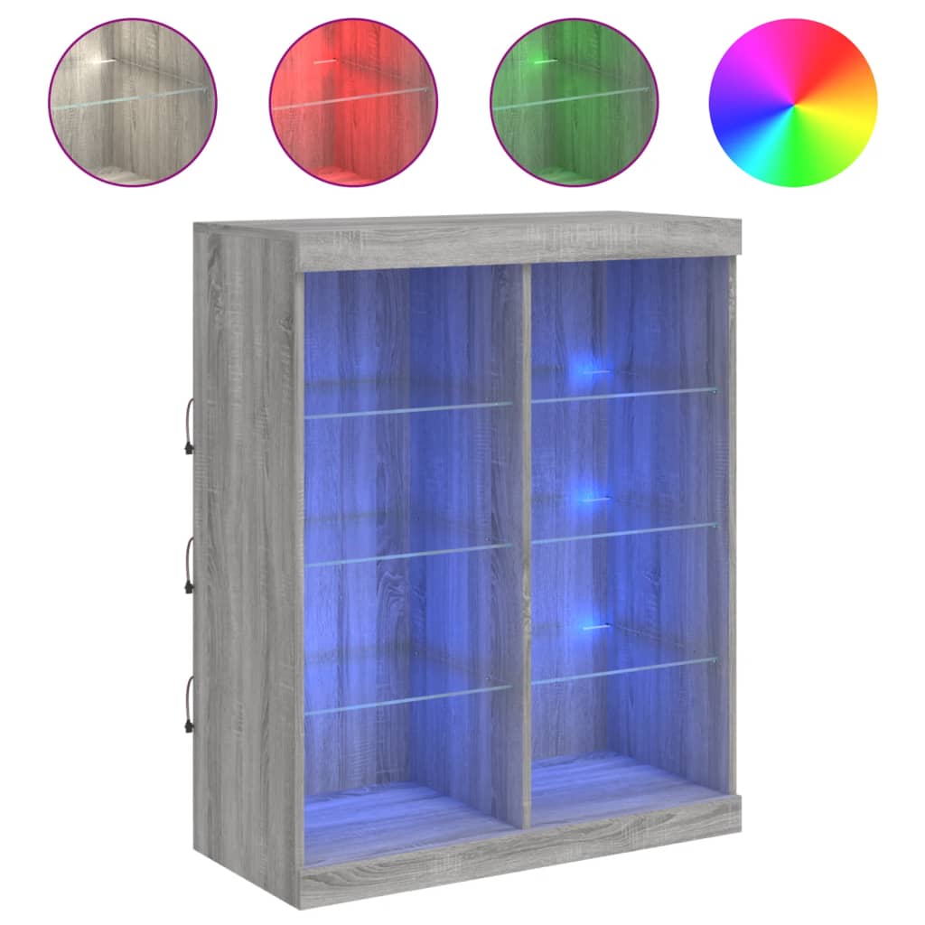 vidaXL Μπουφές με LED Γκρι Sonoma 81 x 37 x 100 εκ.