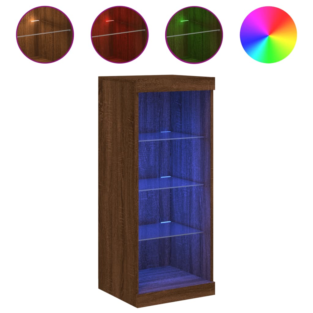 vidaXL Μπουφές με Φώτα LED Καφέ Δρυς 41 x 37 x 100 εκ.