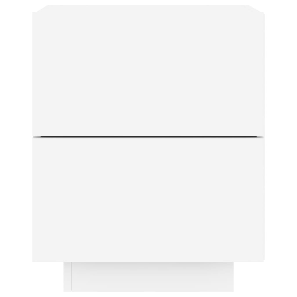 vidaXL Κομοδίνο με Φώτα LED Λευκό από Επεξεργασμένο ξύλο