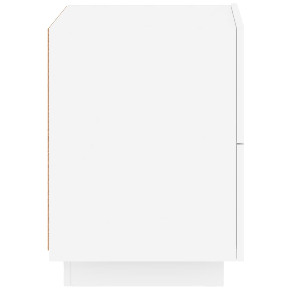 vidaXL Κομοδίνο με Φώτα LED Λευκό από Επεξεργασμένο ξύλο