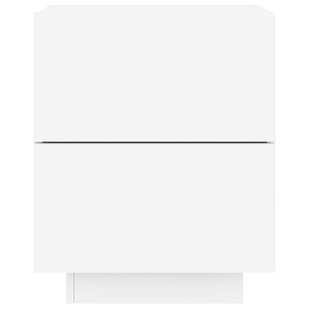 vidaXL Κομοδίνα με Φώτα LED 2 τεμ. Λευκά από Επεξεργασμένο Ξύλο