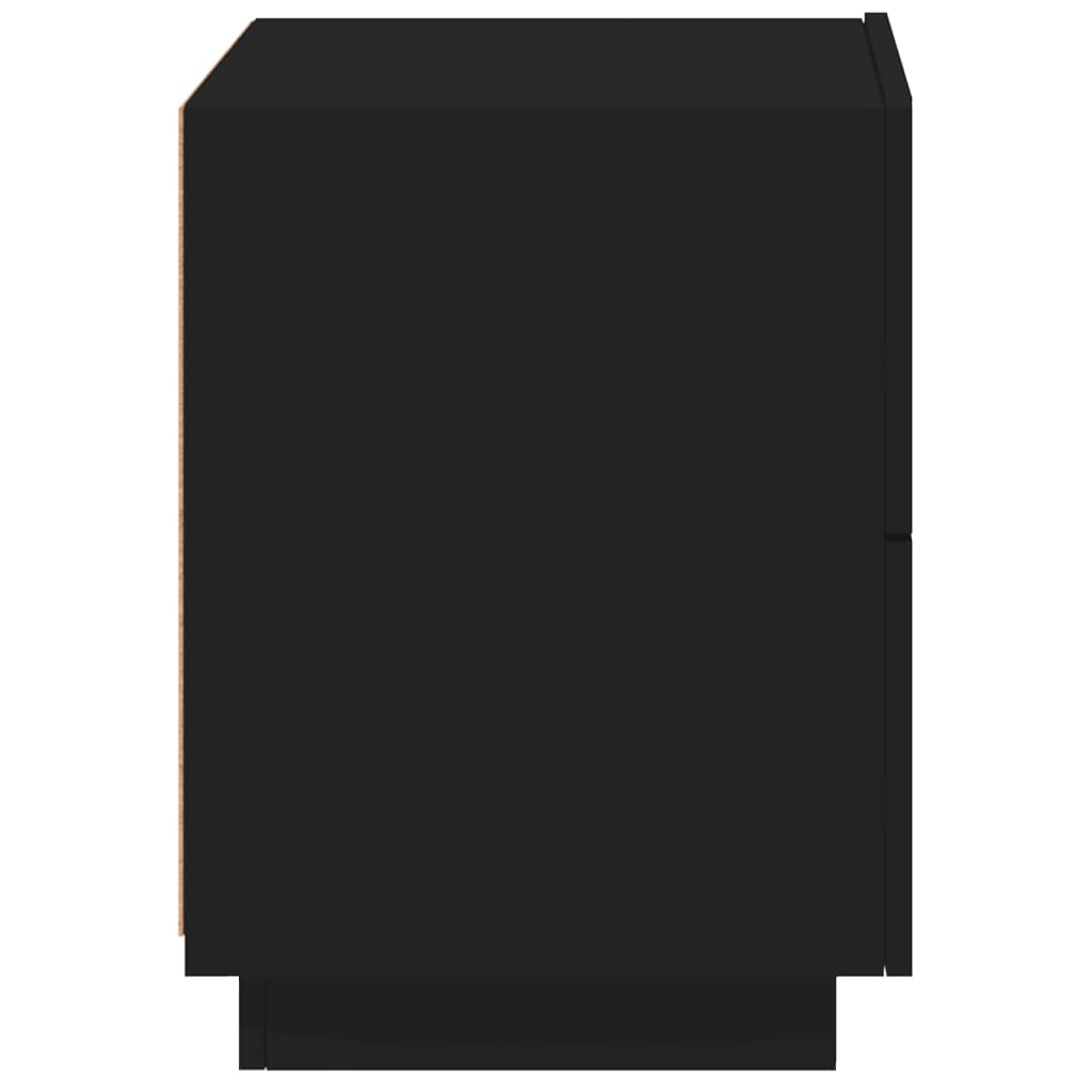 vidaXL Κομοδίνο με Φώτα LED Μαύρο από Επεξεργασμένο Ξύλο