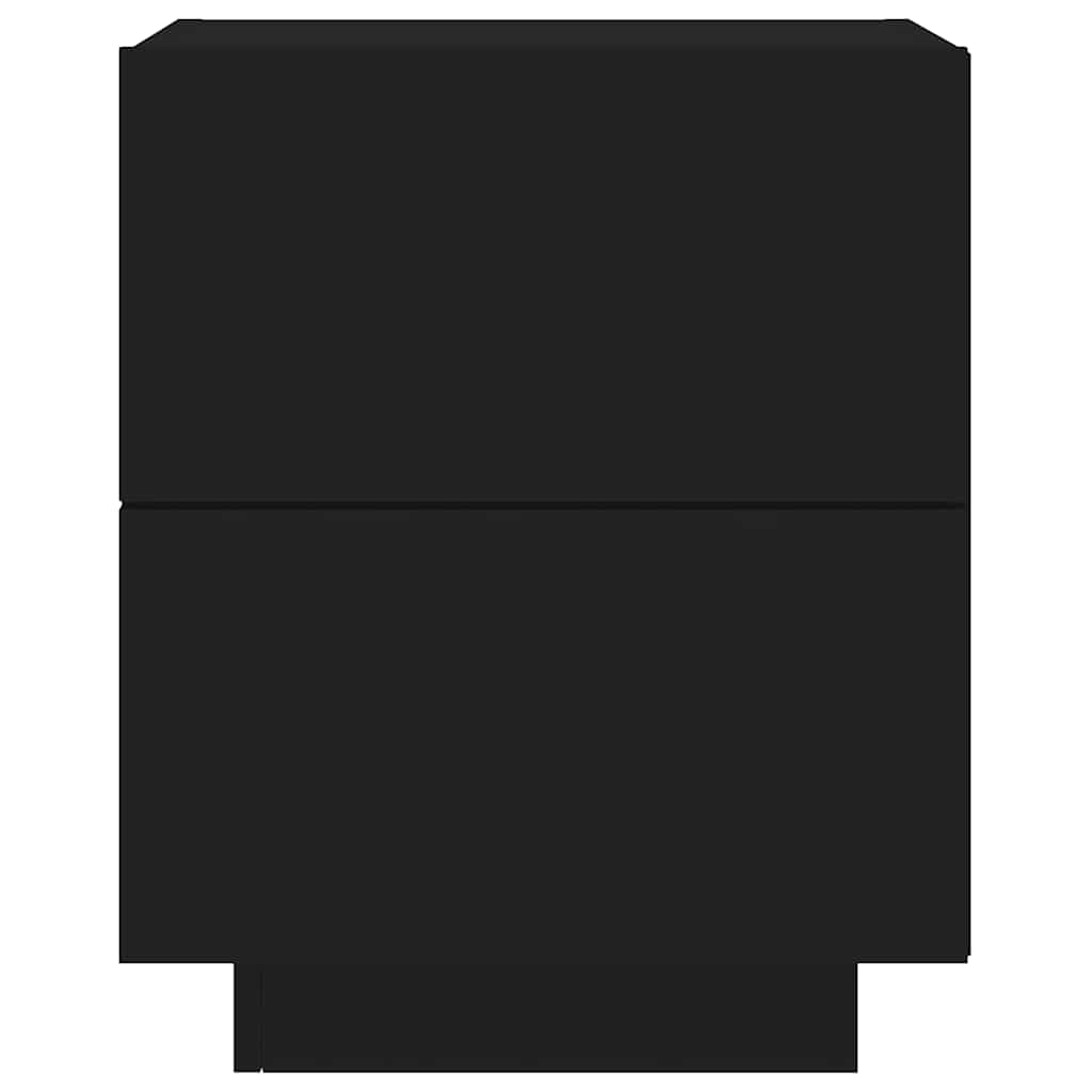 vidaXL Κομοδίνα με Φώτα LED 2 τεμ. Μαύρα από Επεξεργασμένο Ξύλο
