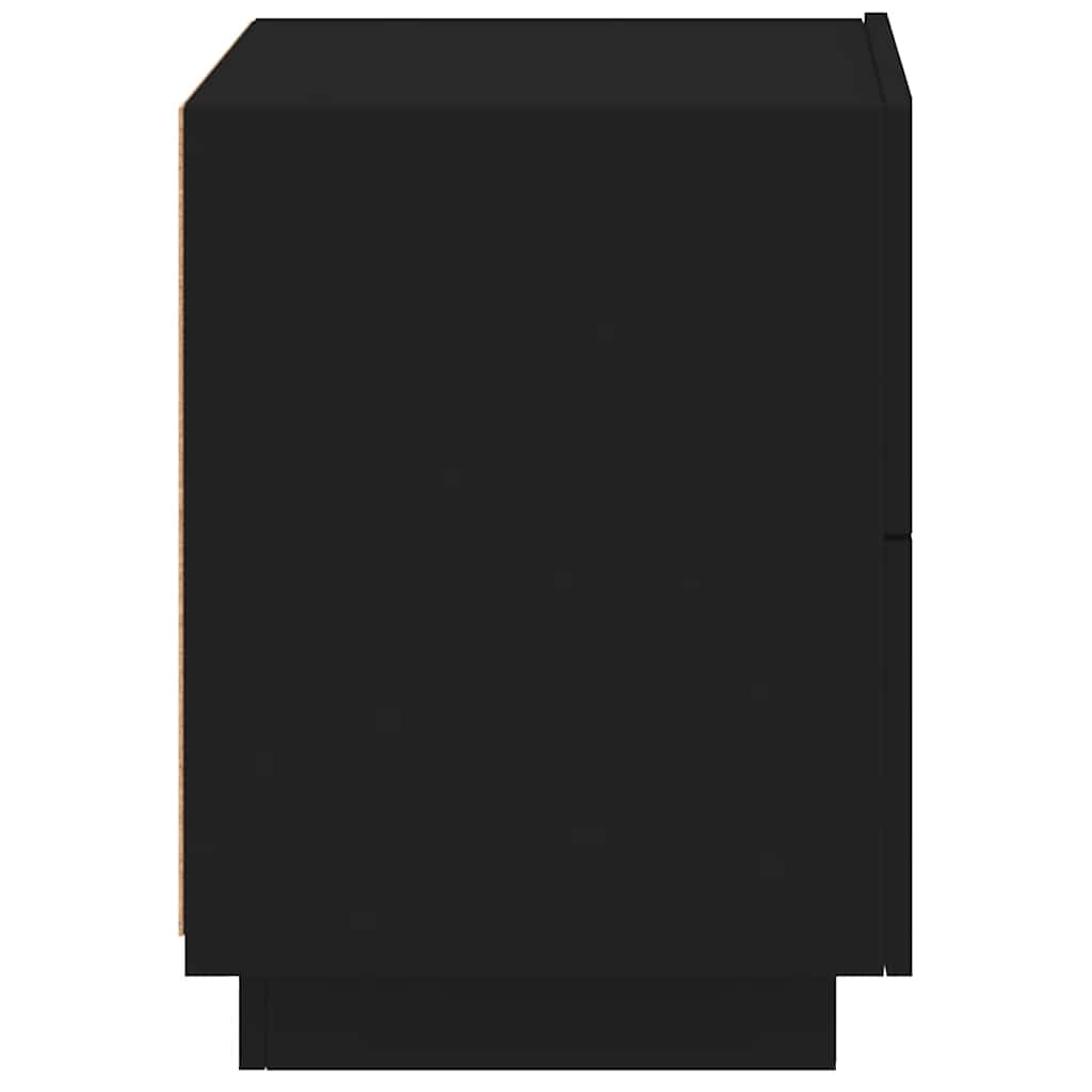 vidaXL Κομοδίνα με Φώτα LED 2 τεμ. Μαύρα από Επεξεργασμένο Ξύλο