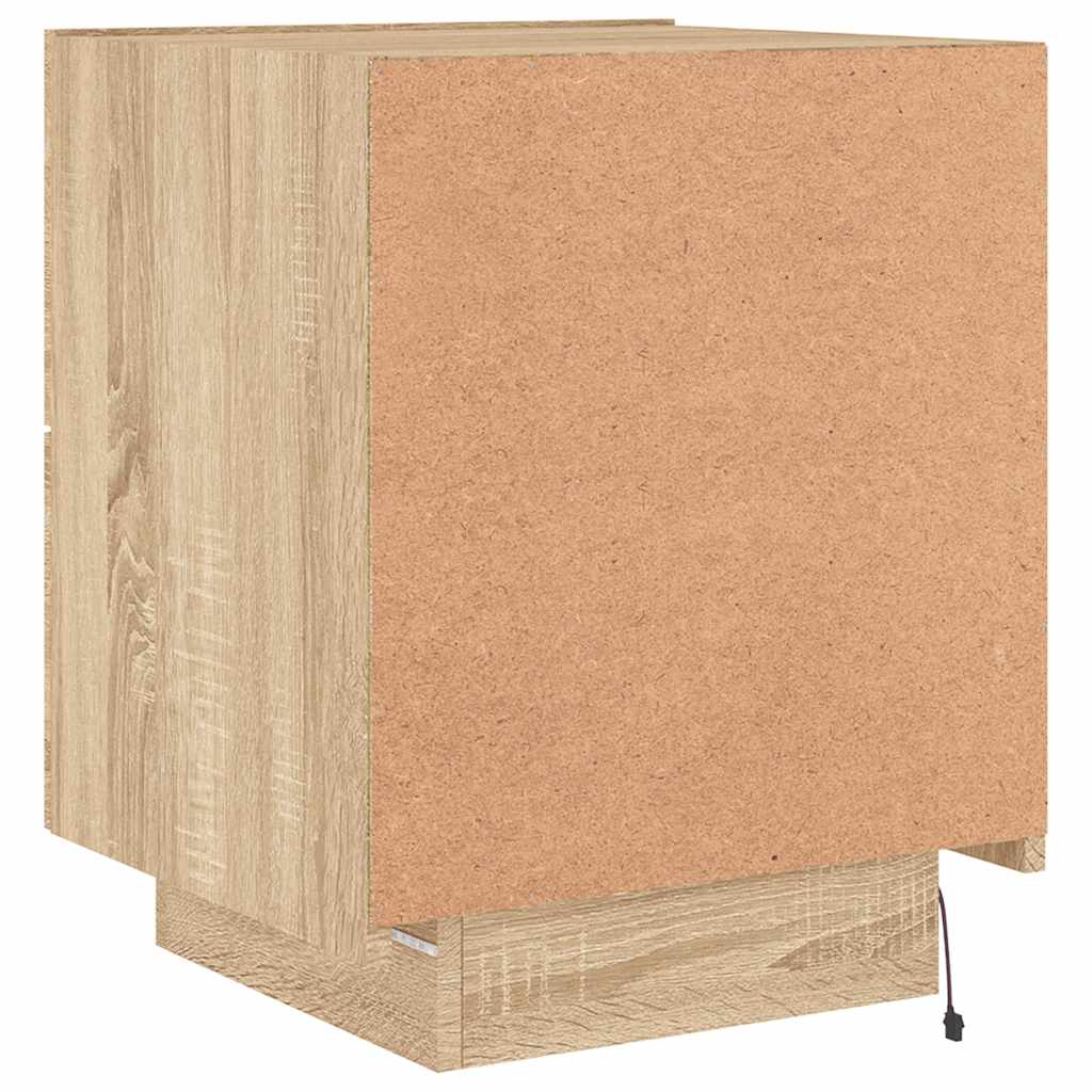 vidaXL Κομοδίνο με Φώτα LED Sonoma Δρυς Επεξεργασμένο Ξύλο