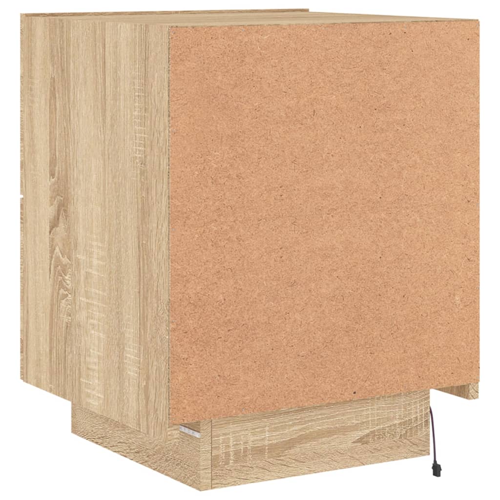 vidaXL Κομοδίνα με Φώτα LED 2 τεμ. Sonoma Δρυς από Επεξεργασμένο Ξύλο