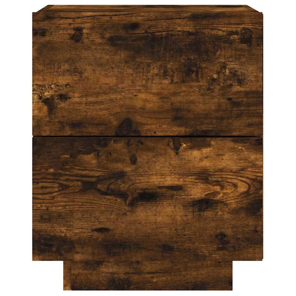 vidaXL Κομοδίνο με Φώτα LED Καπνιστή Δρυς Επεξεργασμένο Ξύλο