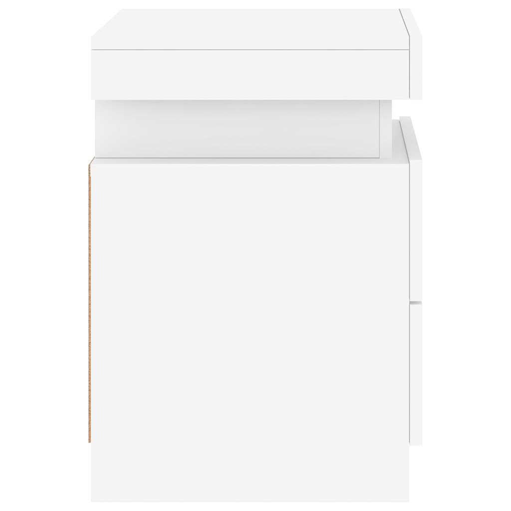 vidaXL Κομοδίνα με Φώτα LED 2 Τεμ. Λευκά 35 x 39 x 55 εκ.