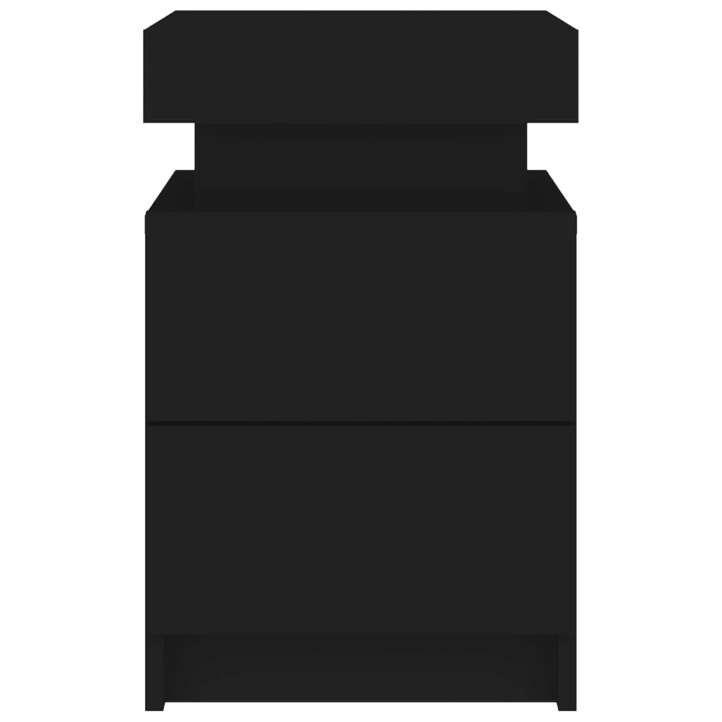 vidaXL Κομοδίνα με Φώτα LED 2 τεμ. Μαύρα 35 x 39 x 55 εκ.