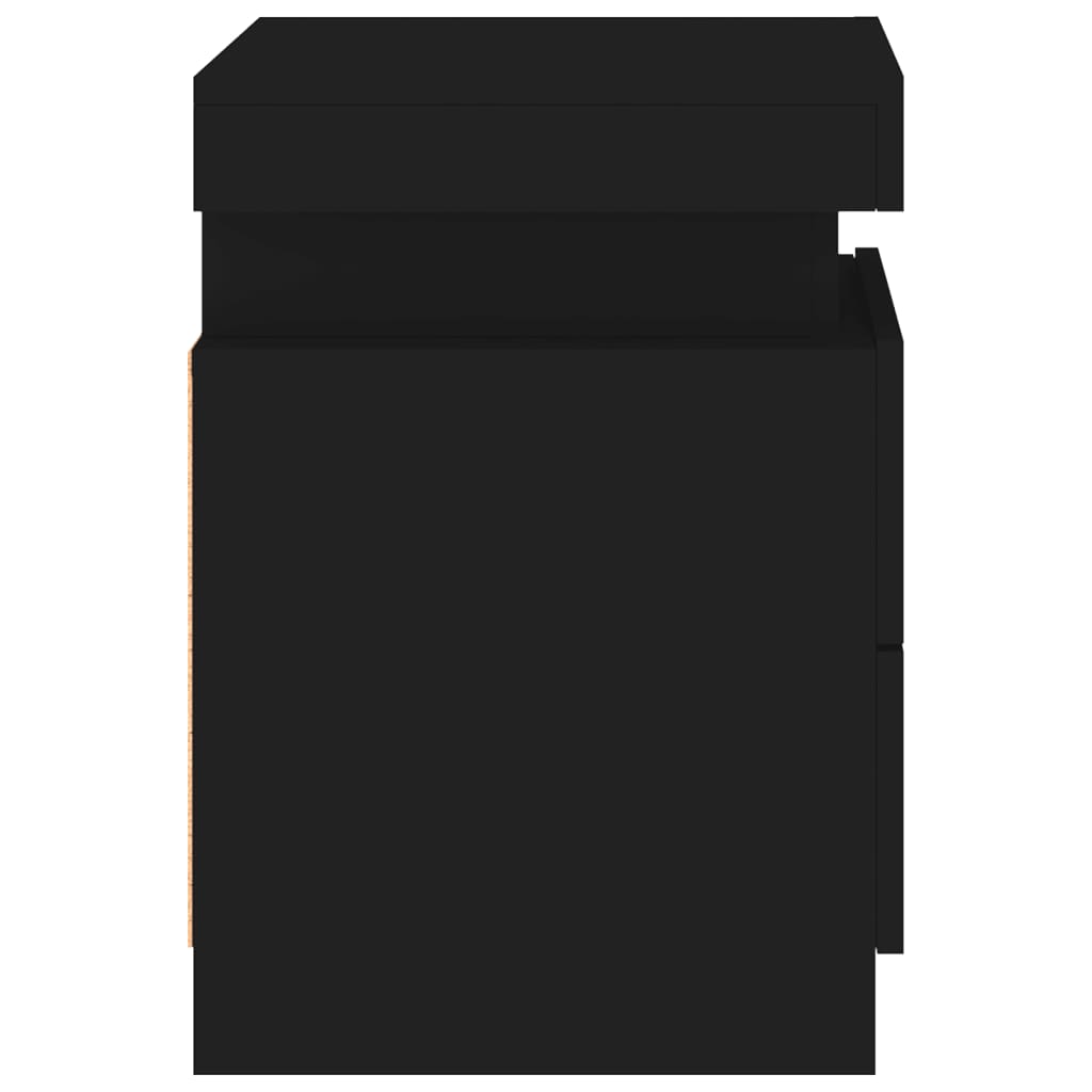 vidaXL Κομοδίνα με Φώτα LED 2 τεμ. Μαύρα 35 x 39 x 55 εκ.
