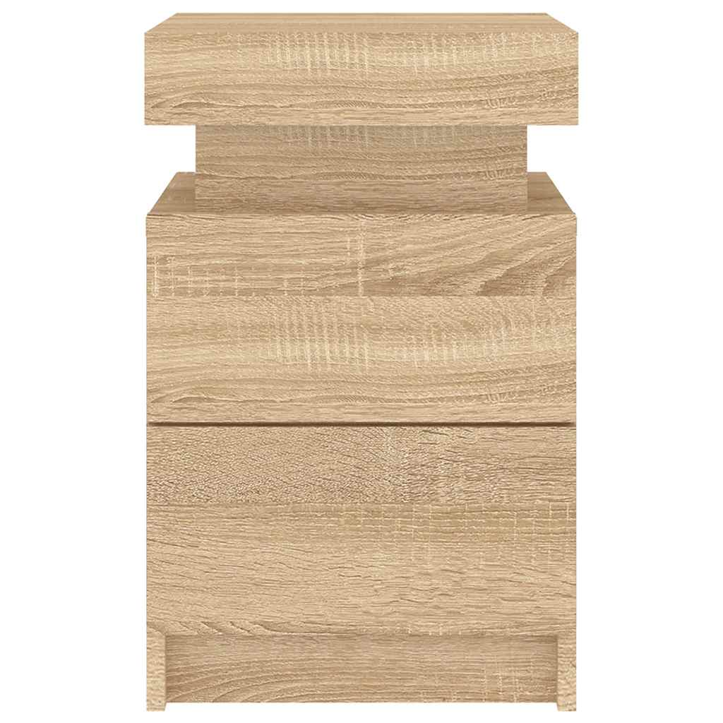 vidaXL Κομοδίνο με Φώτα LED Sonoma Δρυς 35 x 39 x 55 εκ.