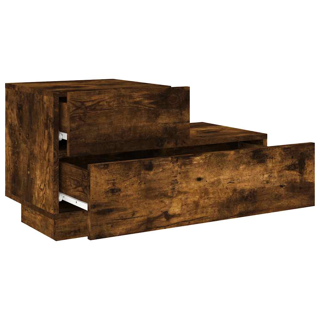 vidaXL Κομοδίνο με Φώτα LED Καπνιστή Δρυς 70 x 36 x 40,5 εκ.