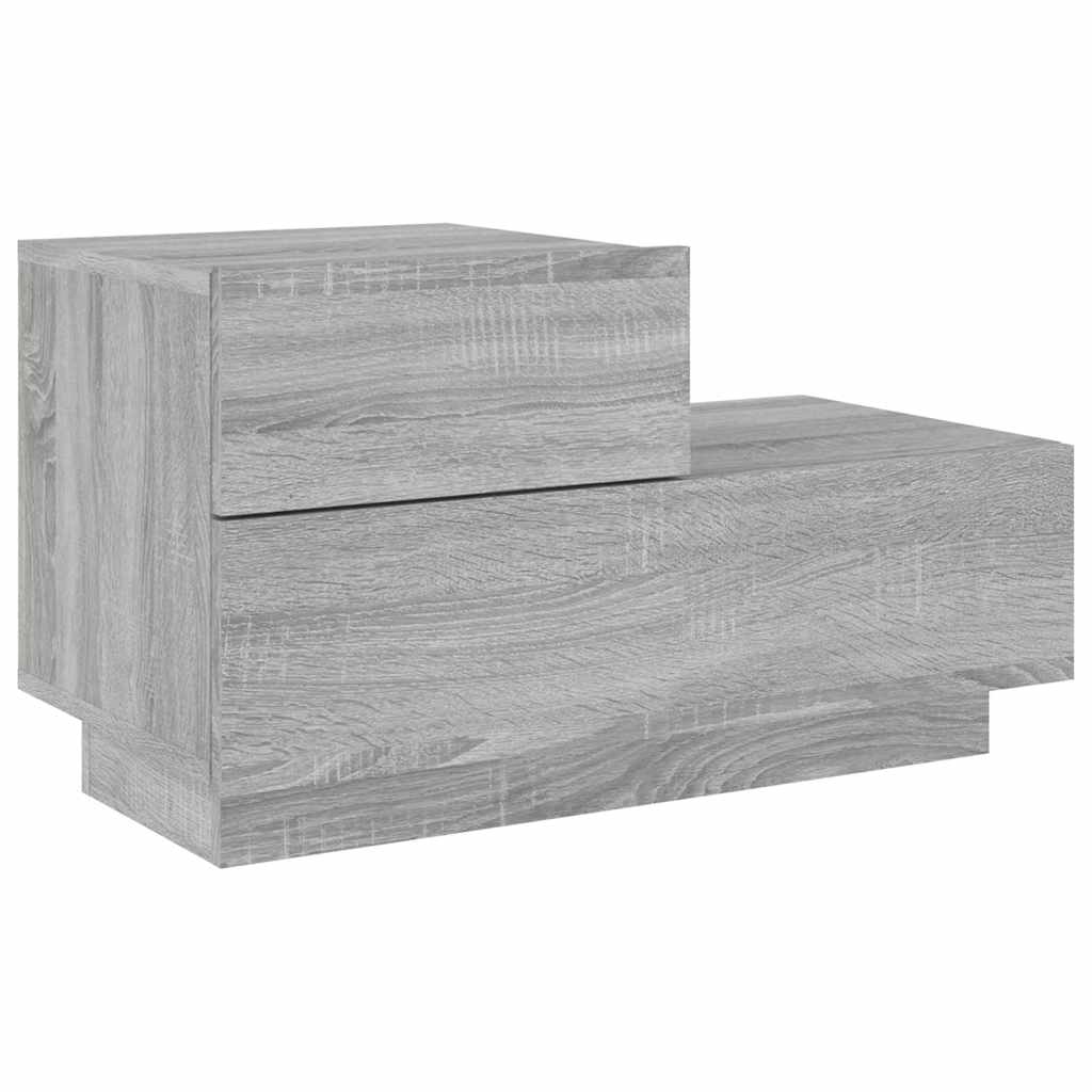 vidaXL Κομοδίνο με Φώτα LED Γκρι Sonoma 70 x 36 x 40,5 εκ.