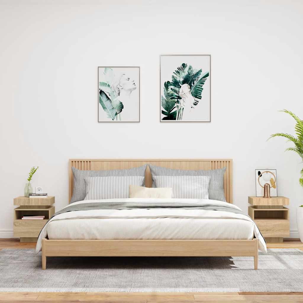 vidaXL Κομοδίνα με Φώτα LED 2 τεμ. Sonoma Δρυς 40x39x48,5 εκ.