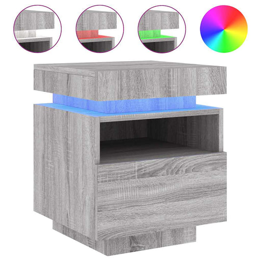 vidaXL Κομοδίνο με Φώτα LED Γκρι Sonoma 40 x 39 x 48,5 εκ.