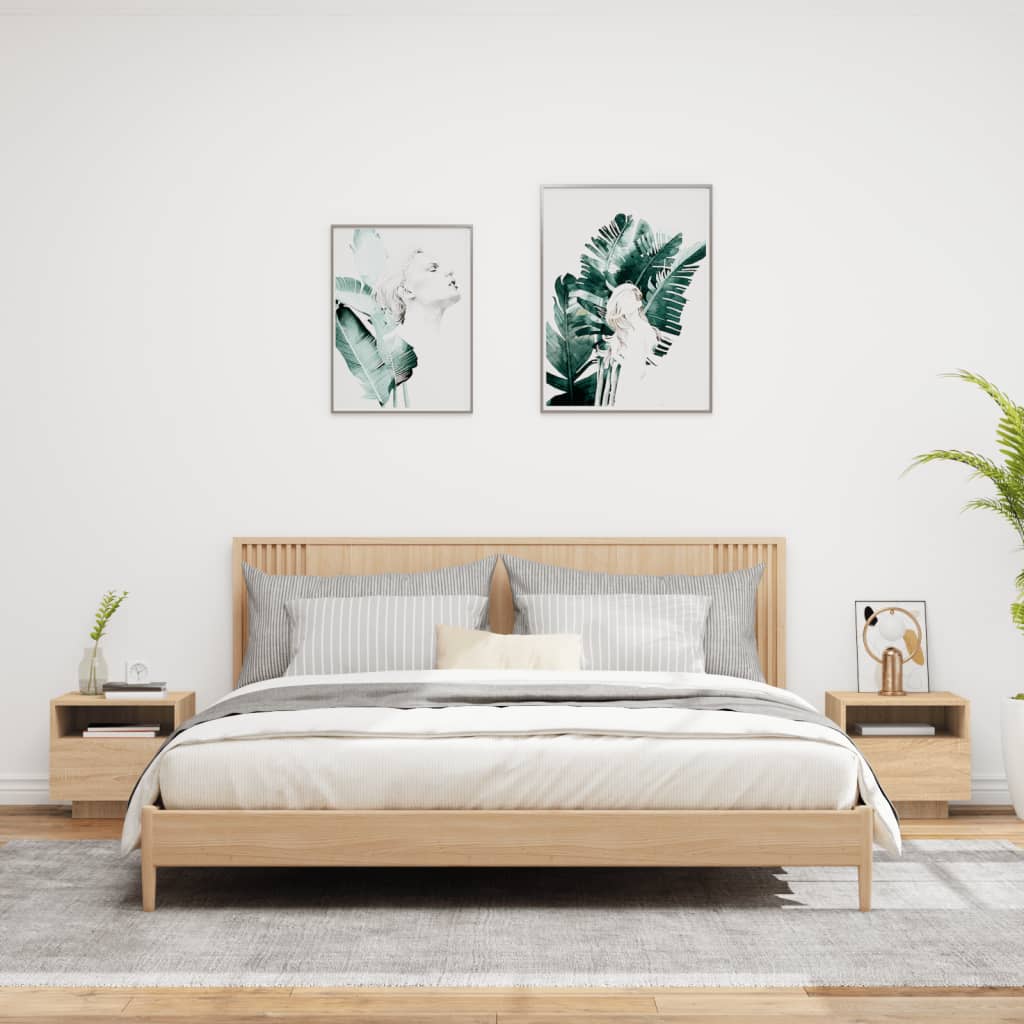 vidaXL Κομοδίνα με Φώτα LED 2 τεμ. Sonoma Δρυς 40 x 39 x 37 εκ.