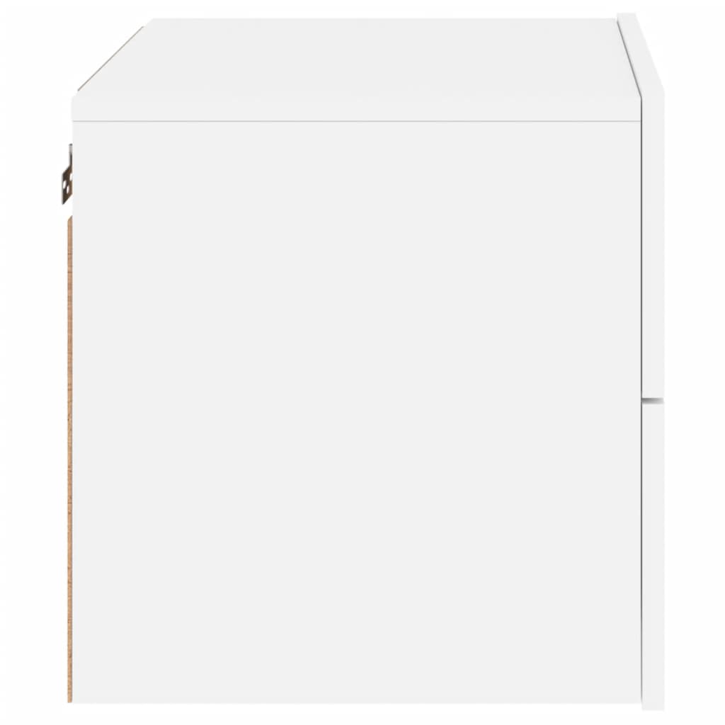 vidaXL Κομοδίνο Επιτοίχιο με Φώτα LED Λευκό