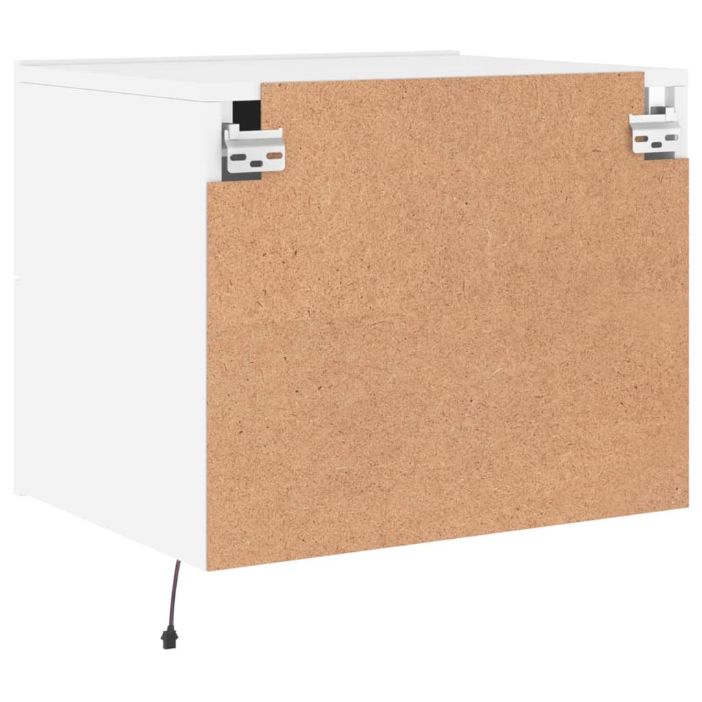 vidaXL Κομοδίνο Επιτοίχιο με Φώτα LED Λευκό