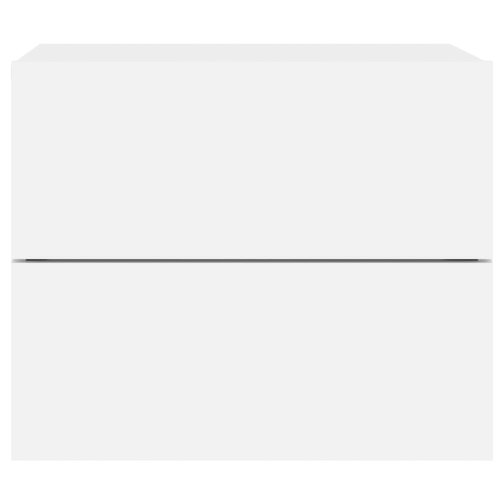 vidaXL Κομοδίνα Επιτοίχια με Φώτα LED 2 τεμ. Λευκά