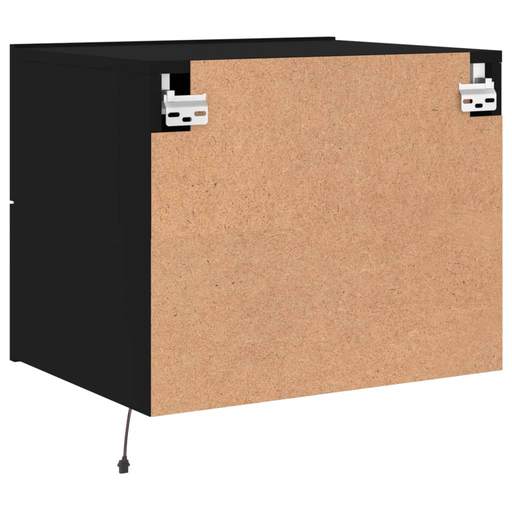 vidaXL Κομοδίνα Επιτοίχια με Φώτα LED 2 τεμ. Μαύρα