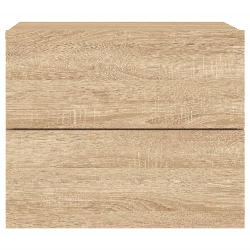 vidaXL Κομοδίνο Επιτοίχιο με Φώτα LED Sonoma Δρυς