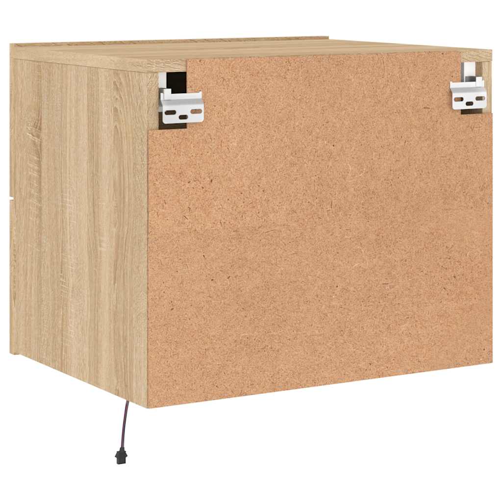 vidaXL Κομοδίνο Επιτοίχιο με Φώτα LED Sonoma Δρυς