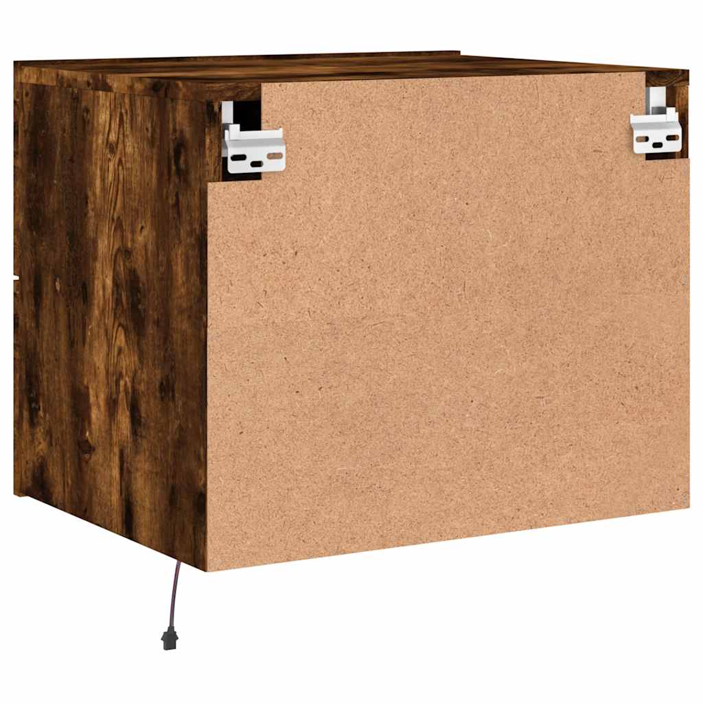 vidaXL Κομοδίνα Επιτοίχια με Φώτα LED 2 τεμ. Καπνιστή Δρυς