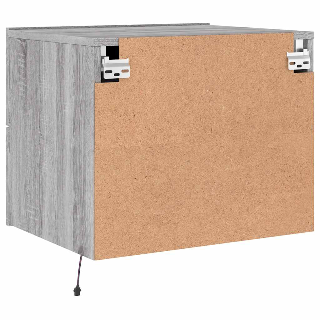 vidaXL Κομοδίνο Επιτοίχιο με Φώτα LED Γκρι Sonoma