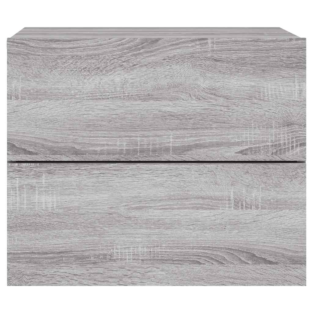 vidaXL Κομοδίνα Επιτοίχια με Φώτα LED 2 τεμ. Γκρι Sonoma