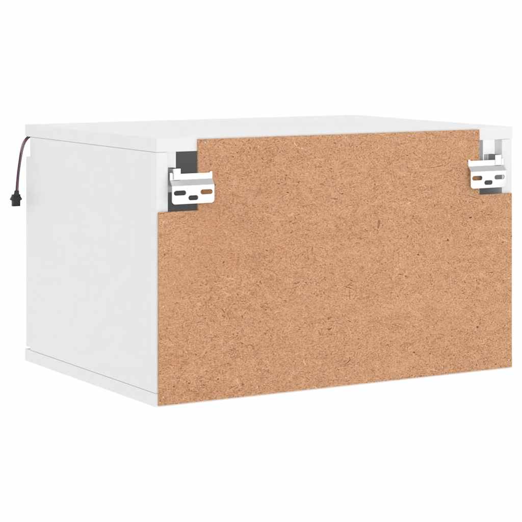 vidaXL Κομοδίνα Επιτοίχια με Φώτα LED 2 τεμ. Λευκά