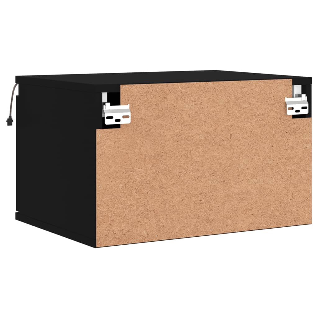 vidaXL Κομοδίνα Επιτοίχια με Φώτα LED 2 τεμ. Μαύρα