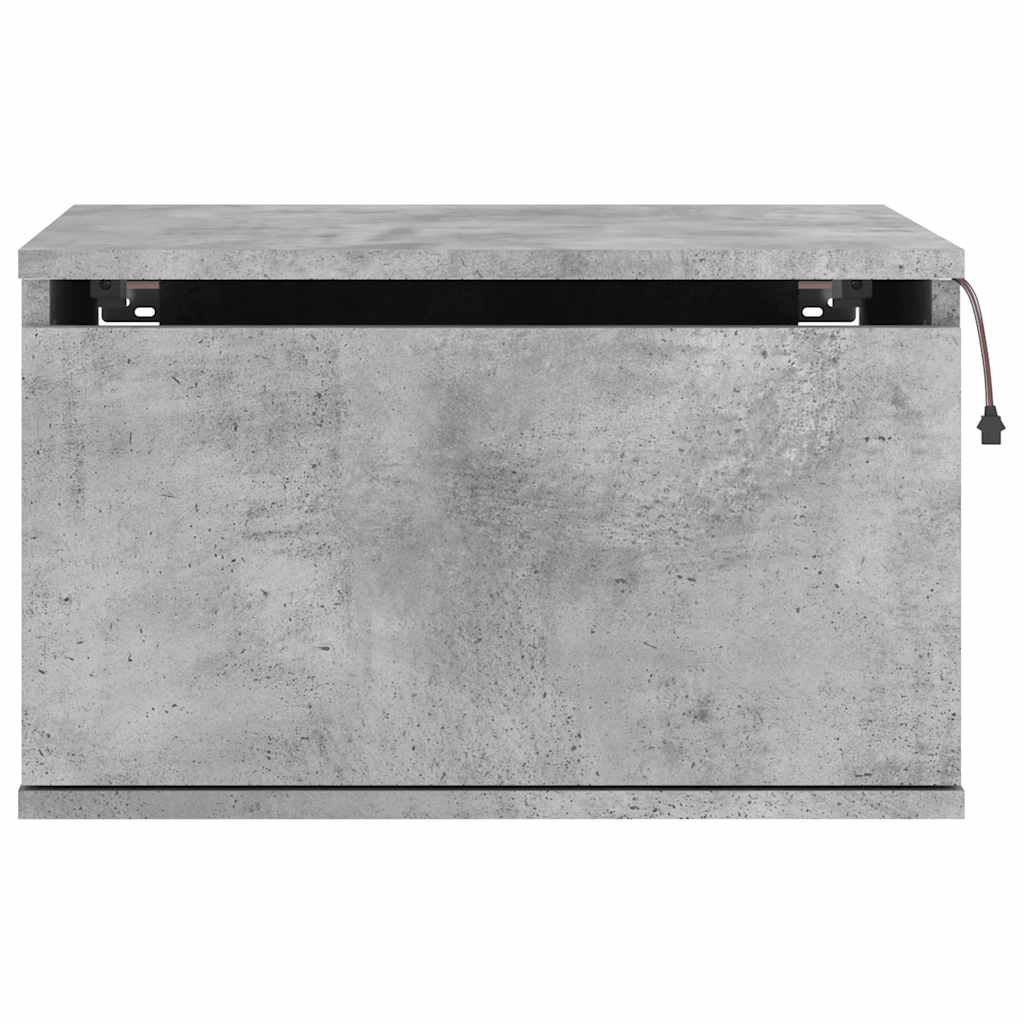 vidaXL Κομοδίνο Επιτοίχιο με Φώτα LED Γκρι Σκυροδέματος