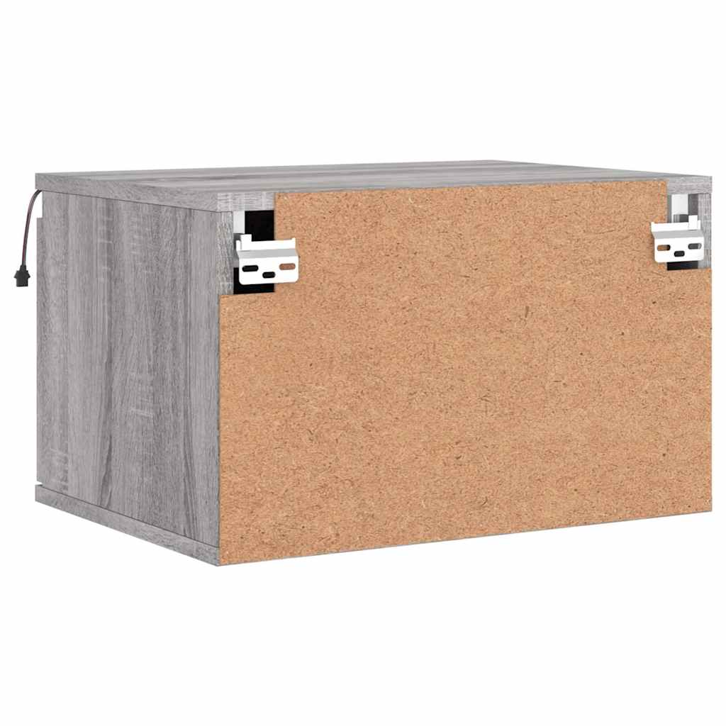 vidaXL Κομοδίνα Επιτοίχια με Φώτα LED 2 τεμ. Γκρι Sonoma