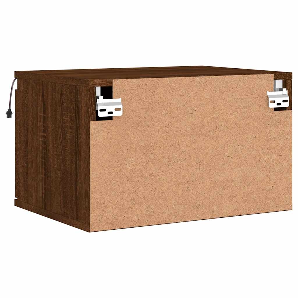 vidaXL Κομοδίνα Επιτοίχια με Φώτα LED 2 τεμ. Καφέ Δρυς